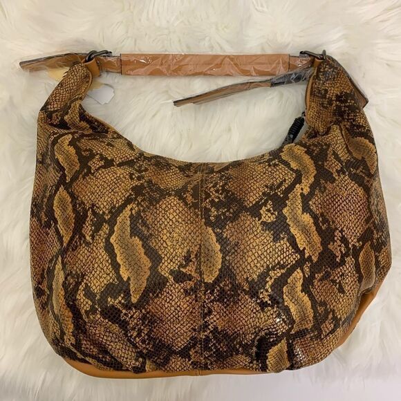Vegan Leather Python Hobo Bag, Yellow - Picture 1 of 8